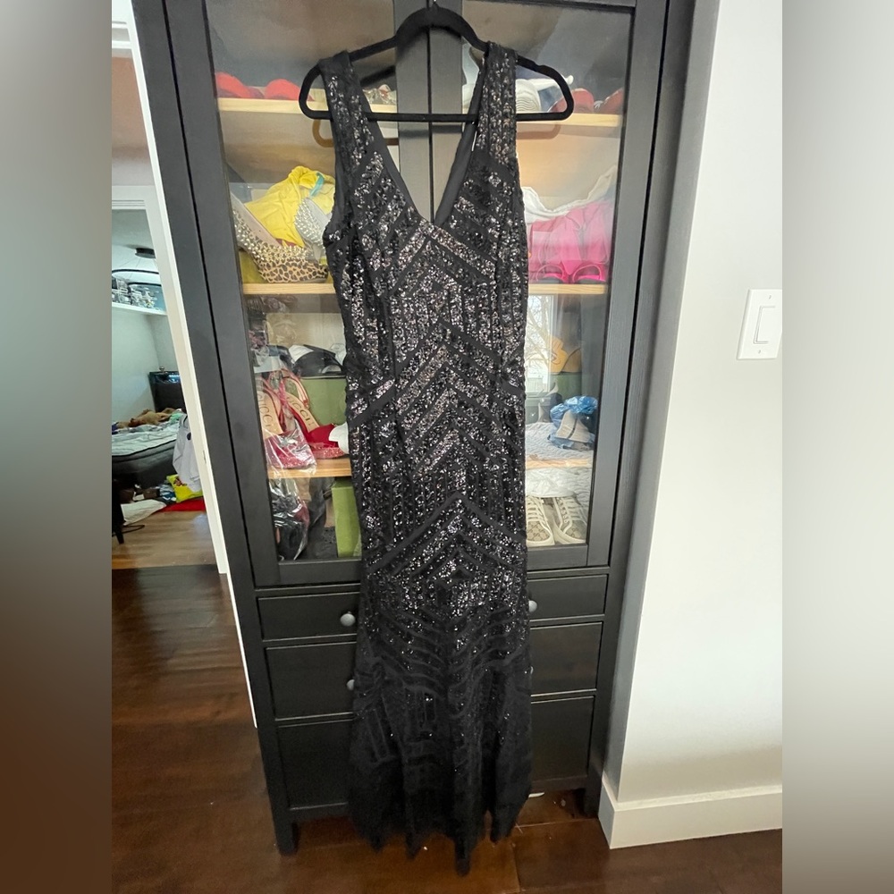 Lenovia fit and flare Black Sequin Dress